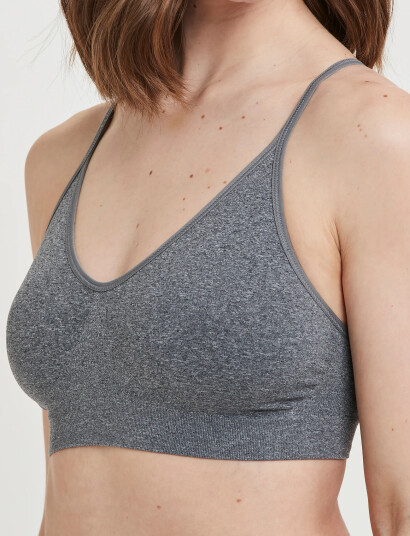Decoy Decoy Bra Top W/Narrow Straps   Grey   XS