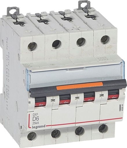 Legrand DX3 MCB automatsikring D6 4P 4M 25kA