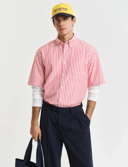 GANT Rel Heritage Poplin Ss Shirt - Pink - S