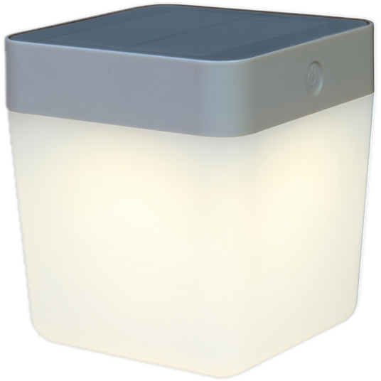 LUTEC BORDLAMPE TERNING SOLAR SILVER GREY