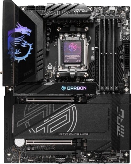 MSI X870E Carbon Wi-Fi Hovedkort ATX DDR5 med Socket AM5 og 2x USB4 MSI X870E Carbon Wi-Fi Hovedkort ATX DDR5 med Socket AM5 og 2x USB4