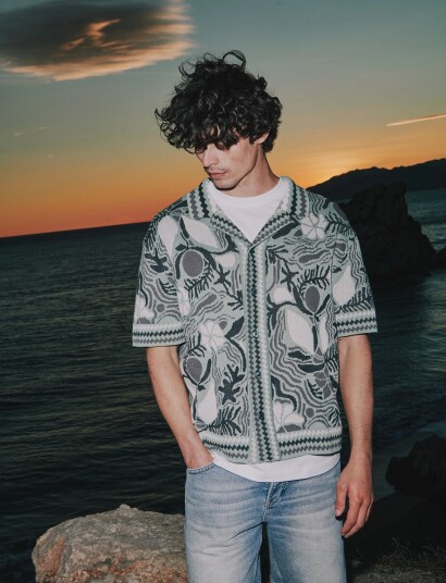 ONLY & SONS Onsduke Rlx Jaq Ss Shirt Knit   Green   S