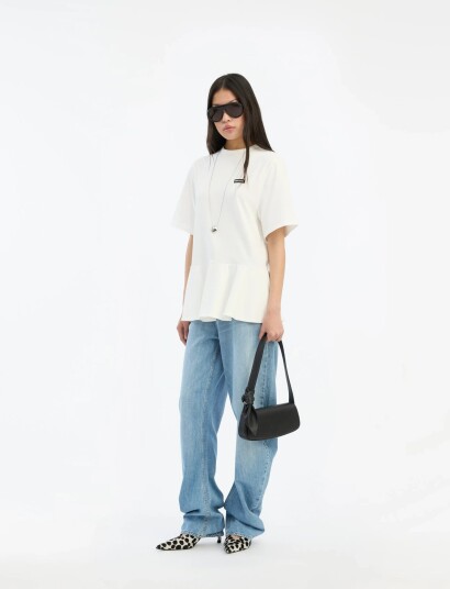 ROTATE Birger Christensen Draped Barrel Leg Jeans Blue 25