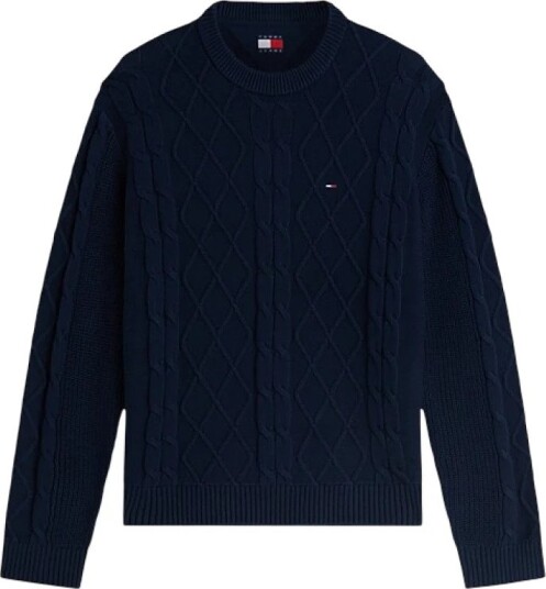 Tommy Jeans Tjm Reg Classic Flag Cable Swtr Navy L