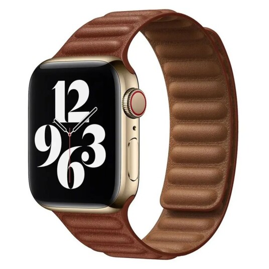 Apple Watch (42/44/SE/45/49mm) Magnetisk Lippa Lærreim - Brun