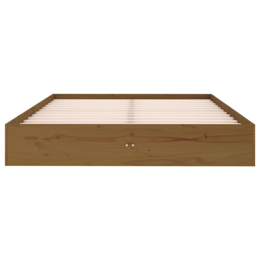 vidaXL Sengeramme honningbrun heltre 135x190 cm 4FT6 Double