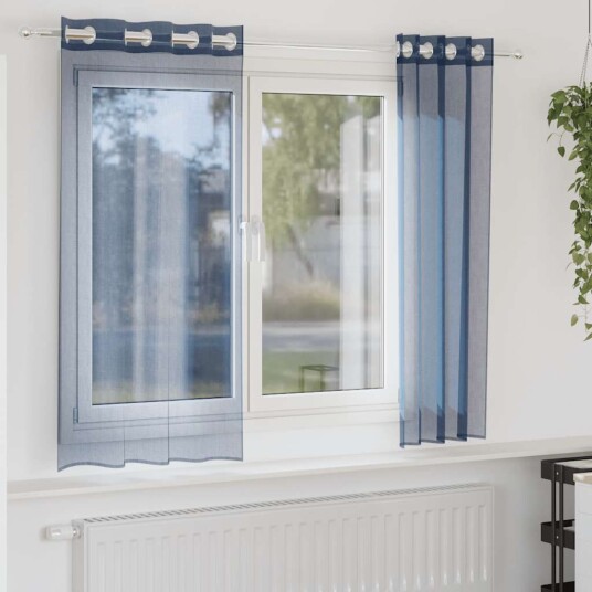 Voile gardiner med grommets 2 stk kongeblå 8721158551290