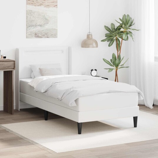 vidaXL Sengeramme med madrass Hvit 90 x 200 cm Kunstlær vidaXL Sengeramme med madrass Hvit 90 x 200 cm Kunstlær