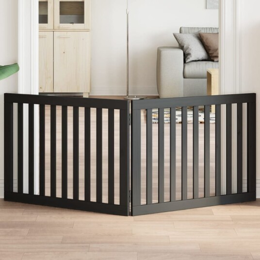 Vidaxl Hundeport Sammenleggbar 2 Paneler Svart 160 cm Poppeltre