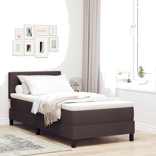 Box Spring seng med madrass Mørk Brun 100x200 cm Stoff