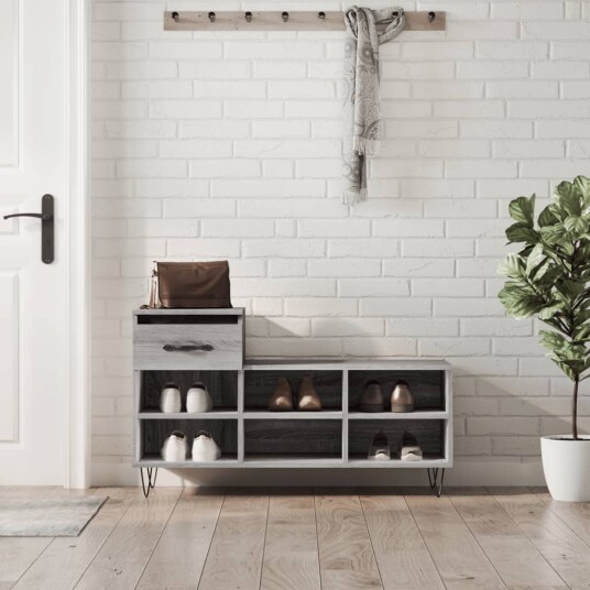 Skoskap grå sonoma 102x36x60 cm konstruert tre 8721012114098