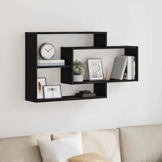 vidaXL Vegghylle svart eik 104x20x58,5 cm konstruert tre