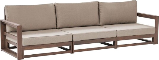 3 sitssoffa Beliani Timor Ljus trä/grått/beige Ja Dark wood\|\|Grey\|\|Beige