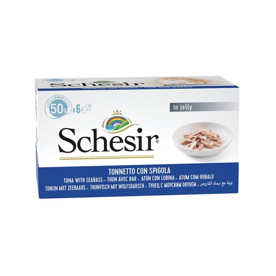 Schesir Tunfisk med Havabbor i Gelé 6 x 50 g - Kattemat Fullfôr