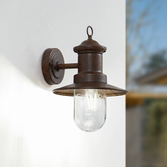 Lindby utendørs vegglampe Eloretta rust stål høyde 31 cm