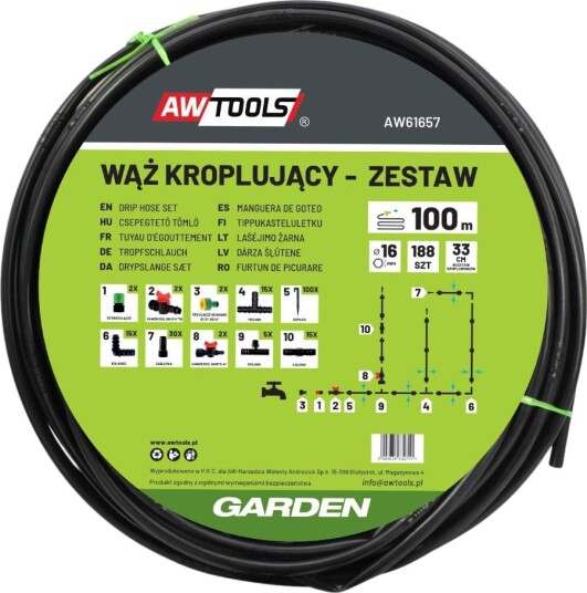 Awtools Dryppe /Dryppslangesett 100 M 188 Ele