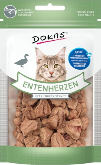 Dokas frysetørkede andehjerter for katter 15 g