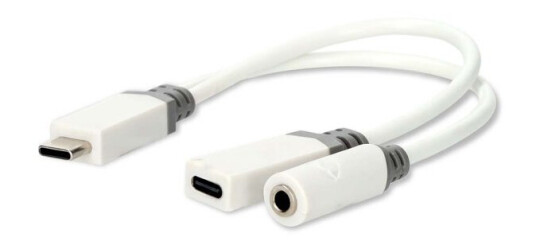 Nedis USB-C™ Adapter | USB 2.0 | USB-C™ Hann | USB-C™ Hunn / 3.5 mm Hun | 0.10 m | Rund | Gull belagt | PVC | Hvit | Boks Nedis USB-C™ Adapter | USB 2.0 | USB-C™ Hann | USB-C™ Hunn / 3.5 mm Hun | 0.10 m | Rund | Gull belagt | PVC | Hvit | Boks