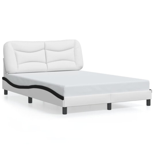 Sengeramme med LED-lys hvit og svart 120x200 cm kunstig lær 8721012356412
