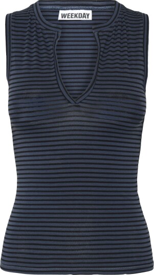 Weekday Slim V Neck Sleeveless Top Navy L