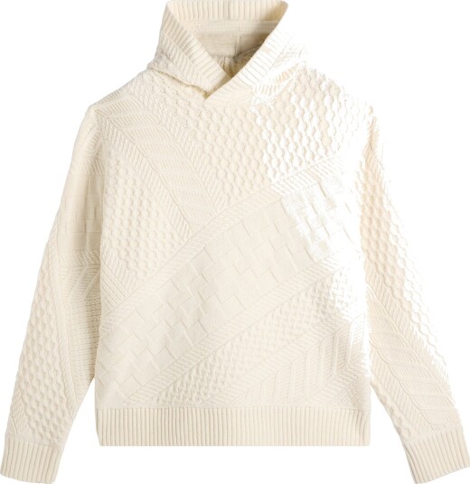 J. Lindeberg Savio Cable Knit Hoodie Cream XL