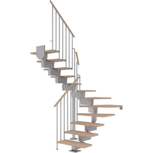 Dolle Dubai U trapp Pearl Grey  classic Iii hvitoljeret Eik 80 15   Loddret Høyde 272 336cm