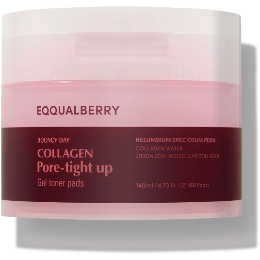 EQQUALBERRY Collagen Pore Tight Up Gel Toner Pads 60pcs