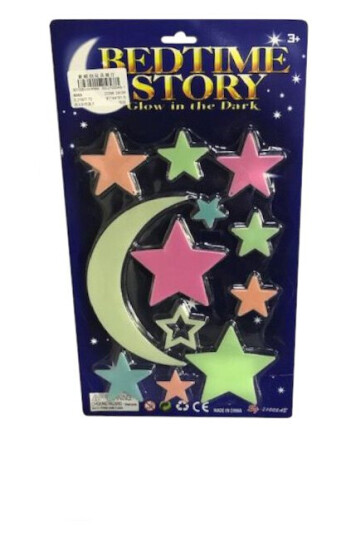 Bedtime Story Glow In The Dark Veggdekor Stjerne og Måne