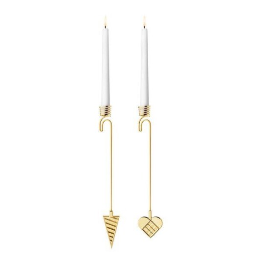Georg Jensen   Jul 2025 lysestake 2 stk hjerte og kremmerhus gull