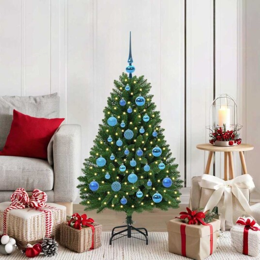  Kunstig juletre med LED  stripelys grønn 120 cm PVC og metall