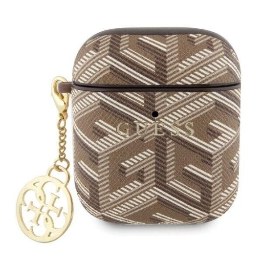 Guess Case For Airpods 1/2 Gua2pgce4cw Brun Gcube Classic Gold Logo W/Charm