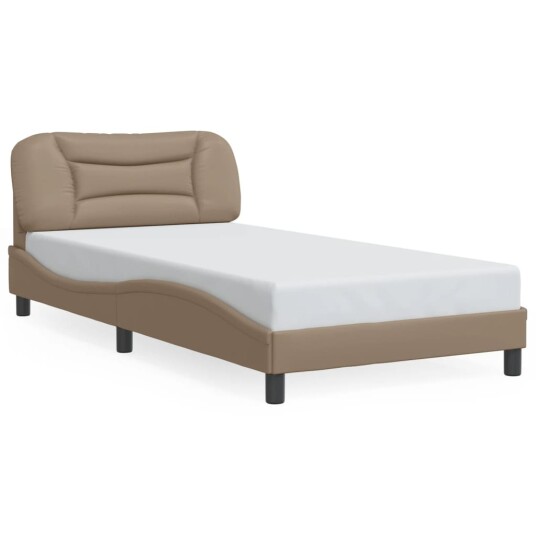 Sengeramme med LED-lys cappuccino 100x200 cm kunstig lær 8721012356320