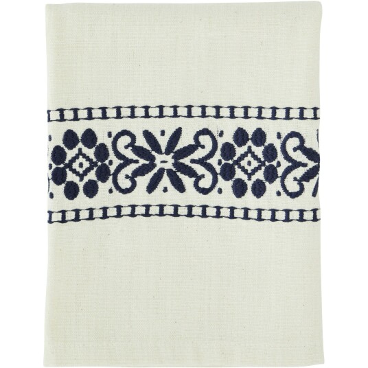 Madam Stoltz Kjøkkenhåndkle Brodert 45x70 cm Off white / Blå