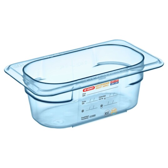Araven Matbeholder GN 1/9 av ABS; Størrelse 1/9 0.6l 17.6x10.8x6.5 cm LxBxD; Blå