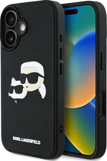 Karl Lagerfeld 3D Rubber Dobbelthode Etui til iPhone 16 - Svart