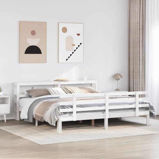  Sengeramme med hodegavl hvit 180x200 cm heltre furu