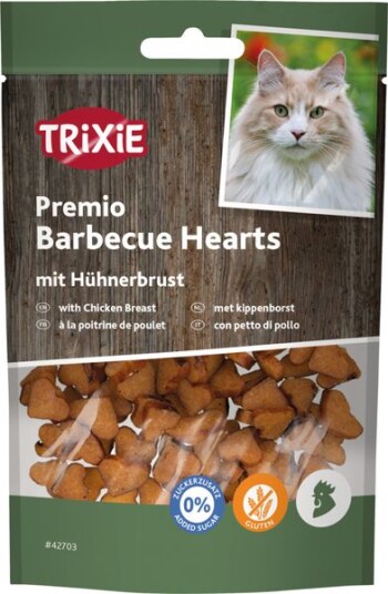 Trixie Premio Kylling Barbecue Hjerter 50 g - Glutenfri Snack til Katt Trixie Premio Kylling Barbecue Hjerter 50 g - Glutenfri Snack til Katt