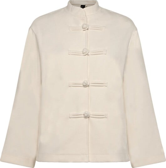 Gina Tricot Mandarin Button Jacket   Cream   L