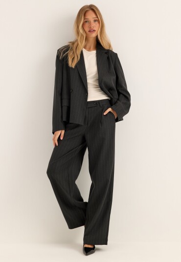 Bubbleroom Mid Waist Pleated Suit Trousers