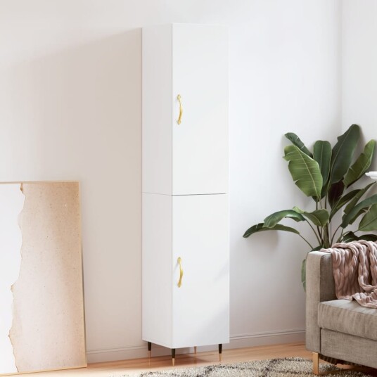 vidaXL Highboard hvit 34,5x34x180 cm konstruert tre 8720845481919