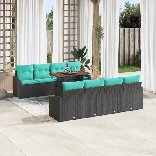 vidaXL Hagesofa Set 9 stk. 8 Antall seter Svart og teal