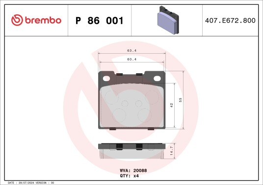 Bremseklosser BREMBO P 86 001 Bremseklosser BREMBO P 86 001