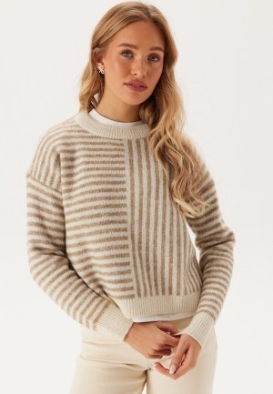 VERO MODA Vmuranus Ls Oneck Cropped Pull Birch Detail:w. Silver Mink S