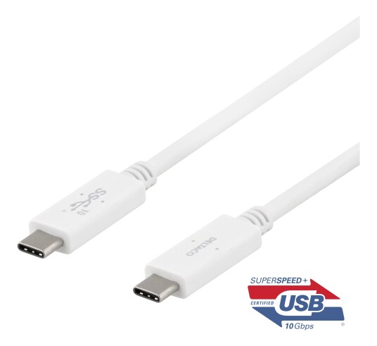 Deltaco USB-C 10Gbit/s Strømkabel 50cm Hvit