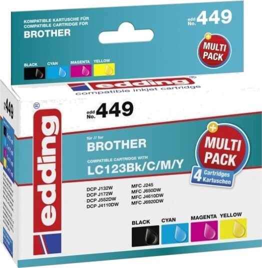 Edding EDD 449 BK/C/M/Y blekkpatroner 14 ml/11 ml