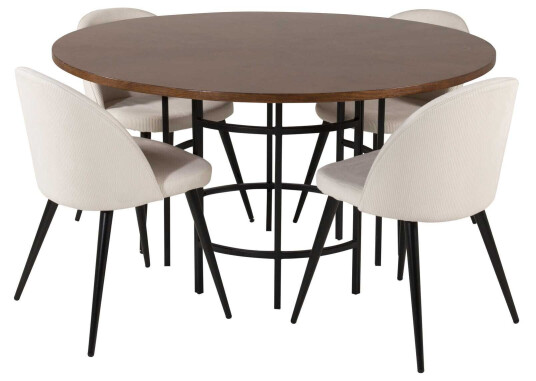 Venture Design Copenhagen & Velvet spisegruppe Brun/beige 4 st stoler & bord 140 cm