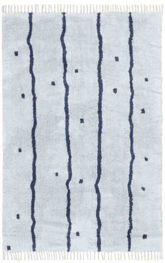 Ryetepper Leora Natural Cotton Shaggy grå/blå Størrelse: 240 x 340 cm