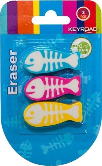 Keyroad Universell Viskelær Keyroad Fisk 3 Stk. Blister Mix Farger
