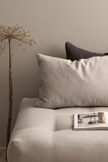 Ellos Home Putetrekk Candice Zip i vasket lin 40x60 cm Beige