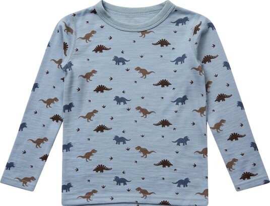 Hust & Claire Abba Dino ull/bambus trøye til barn baby blue (98) 98